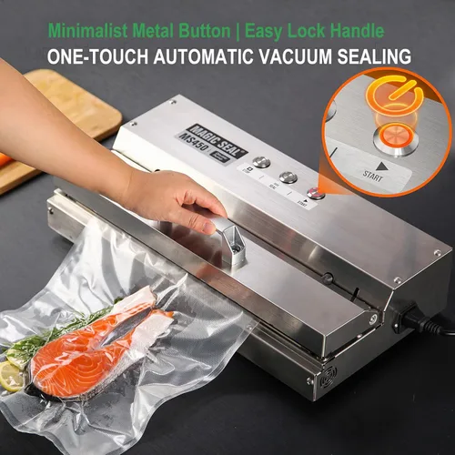 Miniatura 4 de MAGIC SEAL Sellador al vacío comercial de 16 pulgadas, máquina de envasado al vacío automática construida de acero inoxidable 304