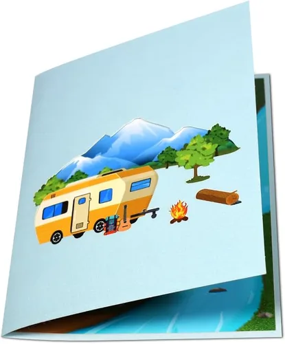 Miniatura 6 de Tarjeta desplegable de viaje de campamento, tarjeta de campamento de feliz cumpleaños, tarjeta de feliz jubilación, tarjeta desplegable 3D