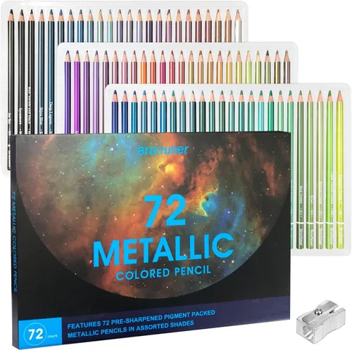LBW 72 lápices de colores metálicos para adultos, lápices de colores suaves con colores vibrantes, ideales para dibujos, mezclas, bocetos