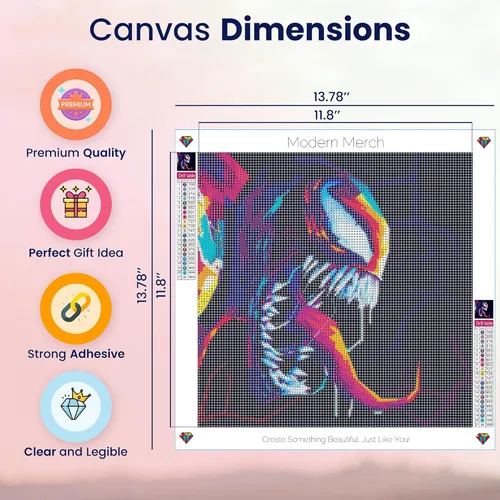 Miniatura 4 de Modern Merch Kits de Arte de Diamantes de Marvel para Adultos, Pintura de Diamantes 5D de Venom para Adultos, Arte de Pared DIY de Marvel, Veneno