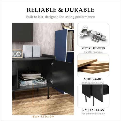 Miniatura 7 de Furniture of America Marcelline - Mueble moderno de TV de 60 pulgadas con estantes y cajón, centro de entretenimiento para televisión de 60 Negro