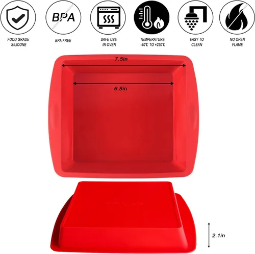 Miniatura 8 de AVIDON Paquete de 4 moldes cuadrados de silicona para tartas, moldes de silicona antiadherentes de 5 pulgadas, moldes para hornear pasteles