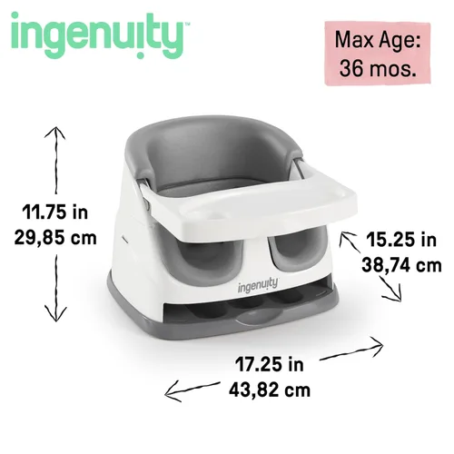 Miniatura 6 de Ingenuity Asiento con base para bebé 2 en 1 con bandeja auto-guardable para alimentación y piso - Pizarra