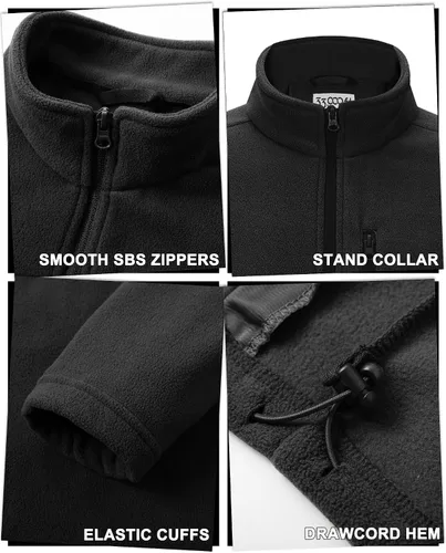 Miniatura 4 de 33,000ft - Chaqueta de forro polar con cremallera completa para hombre, ligera, cálida y suave, chaquetas de manga larga con bolsillos