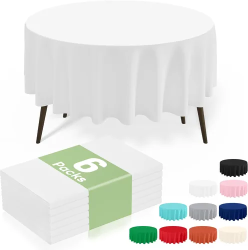 Miniatura 42 de misaya 6 paquetes de manteles de plástico desechables, 54 x 72 pulgadas mantel rectangular impermeable, cubiertas de mesa decorativas a prueba