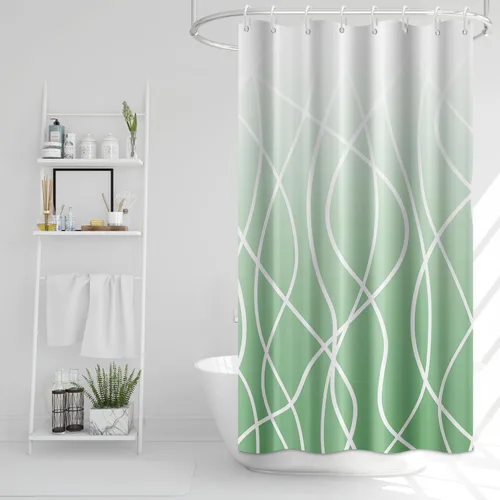 Miniatura 53 de Cortina de ducha pequeña a rayas gris claro degradado para baño, 36 x 72 pulgadas, juego de cortina de ducha geométrica para cabina de RV