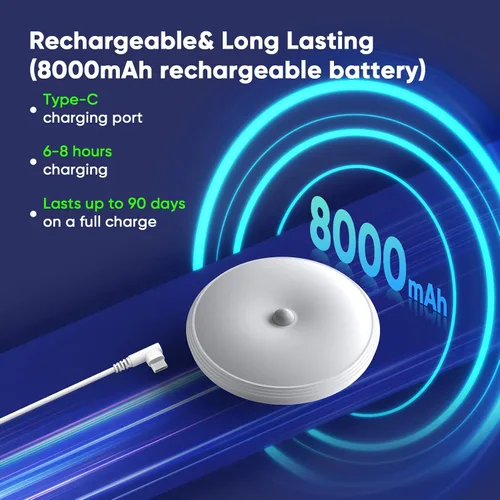Miniatura 2 de Luces de armario recargables con sensor de movimiento, luz de techo a batería, luz inalámbrica con sensor de movimiento para interiores, luz
