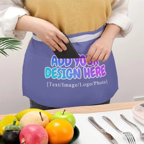 Miniatura 222 de AXKEUDO Delantal personalizado con bolsillos, delantales de cintura para camarera para cocinar en casa, restaurante, servir trabajo