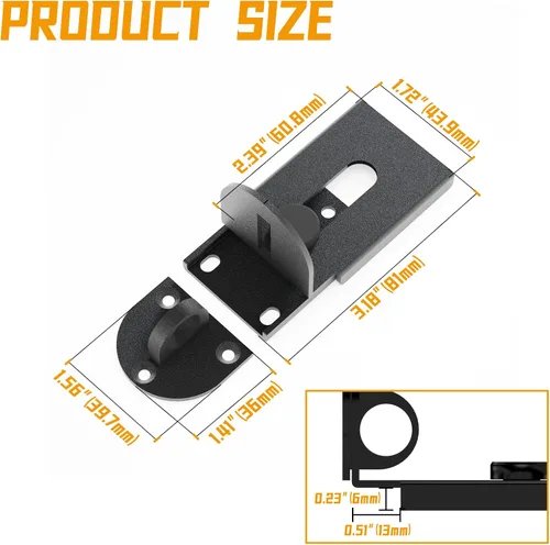 Miniatura 2 de Cerradura de puerta corredera, cerradura de cerrojo de puerta de 90 grados, candado de seguridad de ángulo recto de acero inoxidable con tornillos