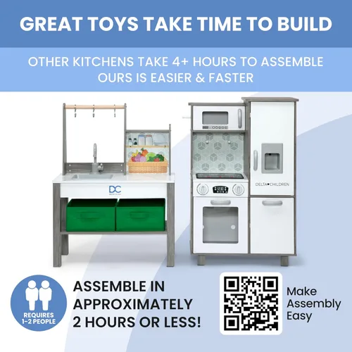 Miniatura 7 de Delta Children - Cocina de juguete de esquina todo en uno Gourmet - Juego de cocina de juguete con estufa segura y sin calor con luces, horno