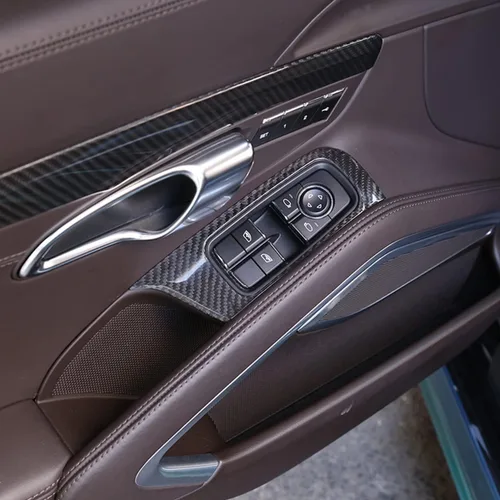 Miniatura 4 de Ajuste para Porsche 911 718 LHD 2013-2021 Accesorios interiores de fibra de carbono real para puerta de automóvil, panel de interruptor de control