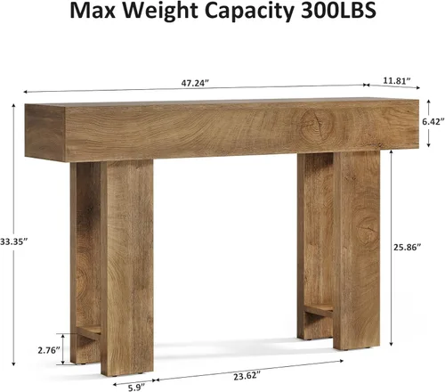 Miniatura 2 de Cealform Mesas de Consola para Entrada, 47.2 Pulgadas de Largo Mesa de Sofá Detrás del Sofá, Mesa de Entrada de Estilo Rústico de Madera para Sala