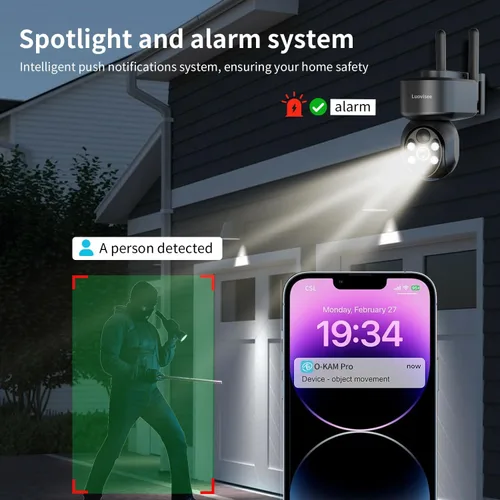 Miniatura 4 de Luovisee Cámara de seguridad solar 2K inalámbrica para exteriores, cámaras WiFi para seguridad del hogar alimentadas por batería, compatible