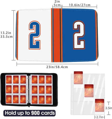Miniatura 3 de Carpeta de tarjetas de baloncesto con fundas de 900 bolsillos, tarjetero de baloncesto de Oklahoma City para tarjetas coleccionables #2, organizador