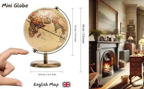 Miniatura 5 de Globo Antiguo Diámetro 5.5 pulgadas / 14cm - Educativo/Geográfico - Mapa en Inglés 5.5" Antiguo