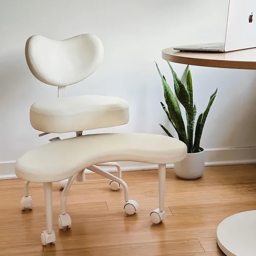 Miniatura 12 de Silla de escritorio extragrande, para sentarse con piernas cruzadas, con cojín de respaldo y reposabrazos ajustables, fabricada en tela, con ruedas
