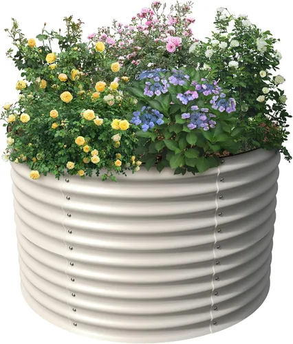 Miniatura 11 de Olle Camas de jardín elevadas de 32 pulgadas de alto, para exteriores, para verduras, cama de jardín elevada redonda galvanizada, cajas de jardín
