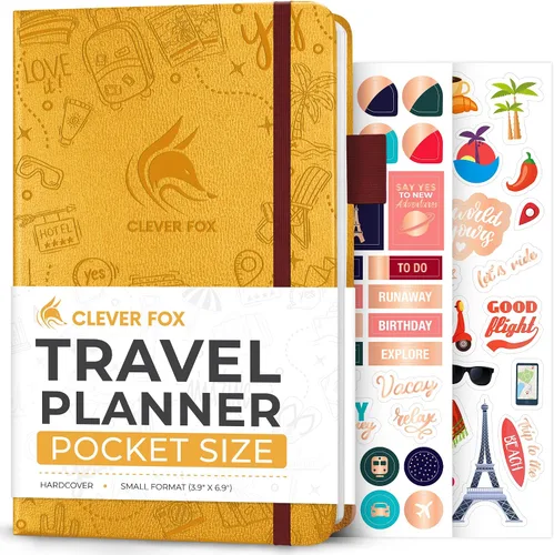 Clever Fox Bolsillo para diario de viaje, organizador de itinerarios de vacaciones y viajes por carretera, diario de memoria de viaje, cuaderno de