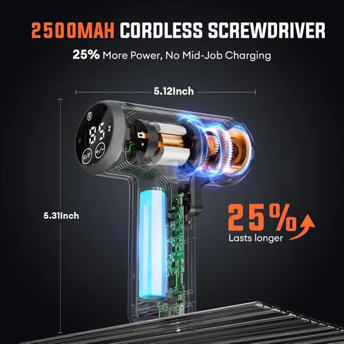 Miniatura 3 de Juego de destornilladores eléctricos – Destornillador inalámbrico de 4 V recargable 2500mAh – 5 ajustes de par destornillador eléctrico 250RPM 5N·m