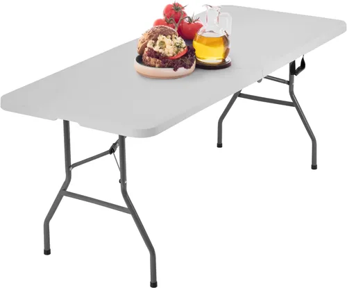Miniatura 18 de BestOffice Mesa de picnic plegable de 4 pies, mesa de plástico para campamento, cerradura de mesa plegable para eventos de fiesta, color marrón