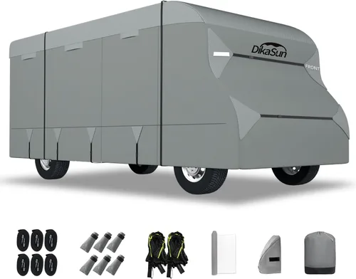 Miniatura 12 de Cubierta desplegable para cámper de 8 a 10 pies, 7 capas impermeable, cubierta de remolque plegable anti-UV, cubierta de caravana para autocaravana