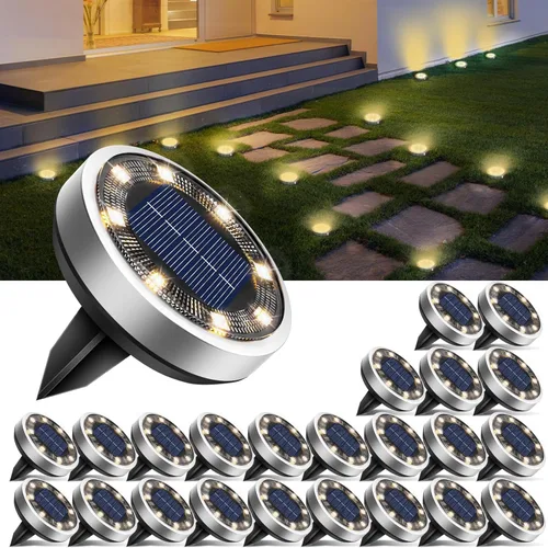 Miniatura 18 de btfarm 16 Pack Solar Lights Outdoor, 8 LED Solar Ground Lights IP65 Waterproof Flat Solar Disc Light, Pathway Lights for Garden Patio Yard Christmas