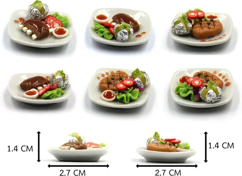 Miniatura 4 de Set de desayuno surtido de 10 variados – Alimentos en miniatura, comida pequeña para decoración de casa de muñecas, casa de muñecas, diorama