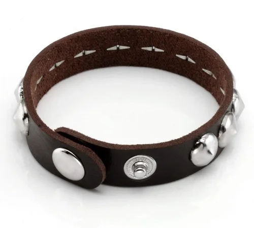 Miniatura 2 de Eigso - Pulsera de cuero negro estilo punk con remaches y tachuelas de metal para Halloween, para hombres y mujeres , aleación, G2, EGSLBR00004