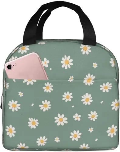 Miniatura 50 de Lonchera con diseño a cuadros azules aislada, bolsa térmica para almuerzo para adultos, niños, niñas, mujeres, oficina, trabajo, escuela, picnic