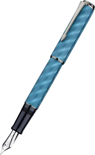 Miniatura 9 de Hongdian A9 - Pluma estilográfica de gran tamaño No.8 con punta extrafina, alimentación de ebonite, patrón azul moiré, diseño único con convertidor