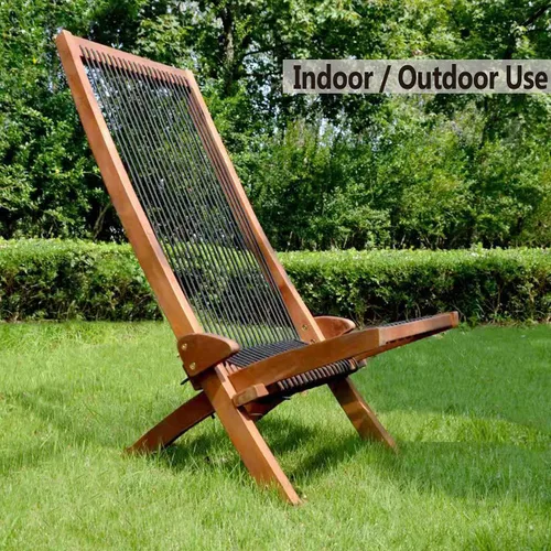 Miniatura 2 de Sillas plegables de madera plegable para patio, silla plegable de madera maciza de acacia, fácil montaje, sillas para fogata para interiores y Silla