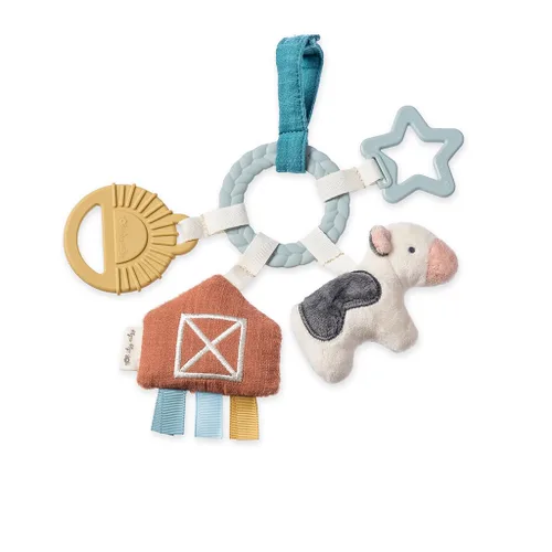 Miniatura 10 de Itzy Ritzy Juguete de Actividad para la Dentición - Juguete de Dentición Infantil Bitzy Busy Ring con Anillo Trenzado y Juguetes Colgantes, Incluye