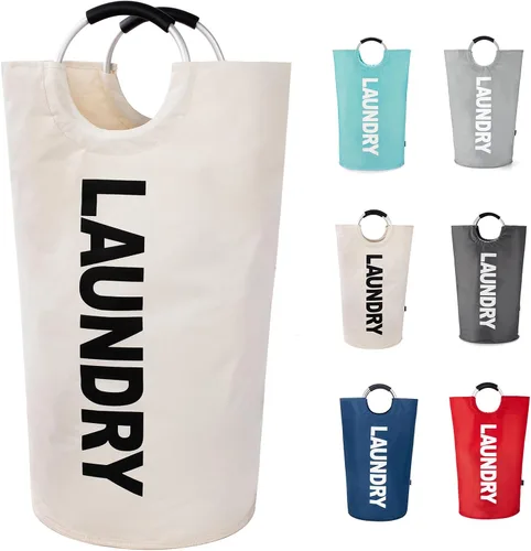 Miniatura 30 de Twira Cesta de lavandería grande de 90 litros, cesta de lavandería que se mantiene bien, bolsa de lavandería con asas acolchadas, contenedor de ropa