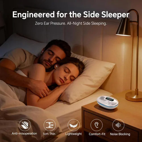 Miniatura 2 de Auriculares invisibles Bluetooth para dormir inalámbricos pequeños con cancelación de ruido, auriculares planos para dormir de lado, impermeables