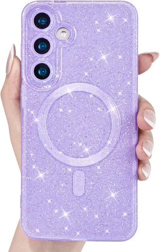 Miniatura 12 de Svanove Funda magnética con purpurina para Samsung Galaxy S22, compatible con Magsafe Cute, brillante, brillante, estética, dura y brillante