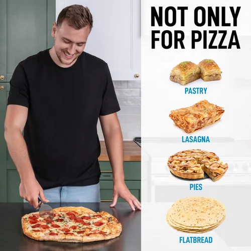 Miniatura 7 de Zulay Kitchen Cortador de pizza de alta calidad, rueda de acero inoxidable duradera, fácil de limpiar, fácil de usar, súper afilado con mango Negro
