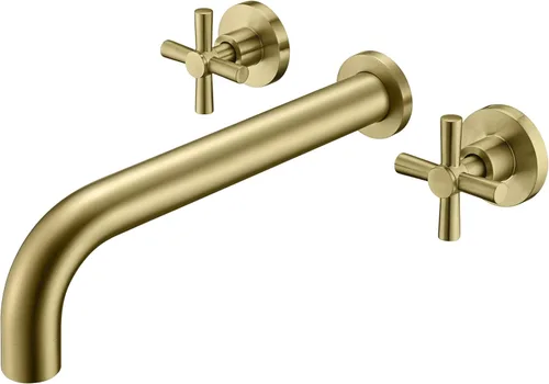 Miniatura 12 de Llenador de Bañera de Montaje en Pared Negro Mate Grifo de Bañera de Alto Flujo Dos Manijas Latón Sólido, Alcance de Caño Largo, sumerain