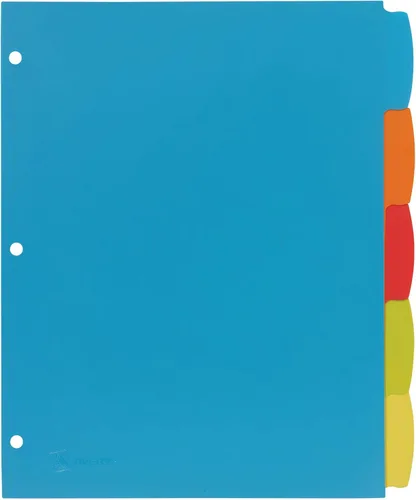 Miniatura 6 de Avery Separadores de plástico duradero con pestañas grandes para escribir y borrar, juego de 5 pestañas para carpetas de 3 anillos, multicolor