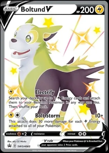 Pokemon - Boltund V - SWSH085 - Destinos Brillantes - Promo Estrella Negra - Tarjeta de arte completa