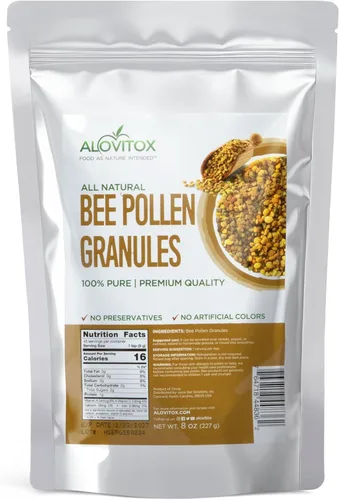 Alovitox Gránulos de Polen de Abeja 8 Oz | Polen de Abeja 100% Puro y Orgánico para Dragones Barbudos | Superalimento Polen de Abeja Orgánico