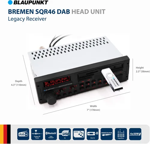 Miniatura 2 de BLAUPUNKT Bremen SQR 46 DAB Retro Car Stereo 80s Classic Bluetooth USB SD AUX - Negro