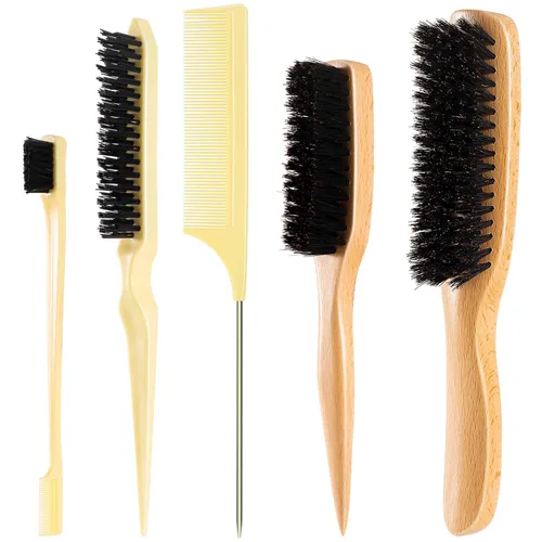Miniatura 13 de STYLEMATE Sapele - Cepillo de pelo de cerdas de jabalí de madera para mujeres y hombres, cepillo suave para cabello fino y fino, cepillo alisador