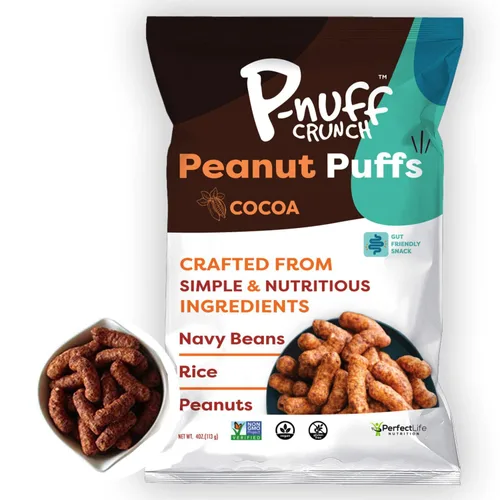 Miniatura 21 de Pnuff Crunch Puffs de Mantequilla de Maní - Bocadillos saludables, aperitivos bajos en calorías, aperitivos sin gluten, veganos, ricos en proteínas