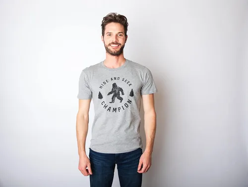Miniatura 9 de Camiseta para hombre Hide and Seek Champion divertida camiseta de pie grande con estampado gráfico de humor genial, Gris jaspeado oscuro