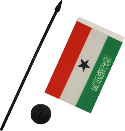 Miniatura 40 de AZ FLAG Sierra Leone Bandera de mesa 5'' x 8'' - Bandera de escritorio de Sierra Leona 21 x 14 cm - Bastón y base de plástico negro