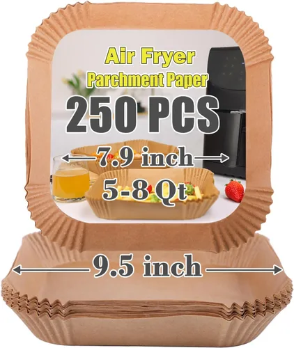Miniatura 8 de GOAUS Freidora de aire, 100 forros de papel cuadrados desechables extra grandes para cesta de 8 cuartos o superior, papel pergamino antiadherente