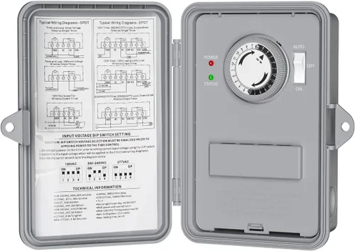 Miniatura 10 de BN-LINK Temporizador de bomba de piscina, caja de temporizador para exteriores, resistente, 2HP 40A Max, 120, 240, 277 VAC, para bomba de piscina