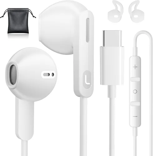 Auriculares USB C tipo C para iPhone 17 Pro/17 Air 15/16 Pro/15 Pro Max/Samsung S25 Auriculares con micrófono con aislamiento de ruido estéreo con