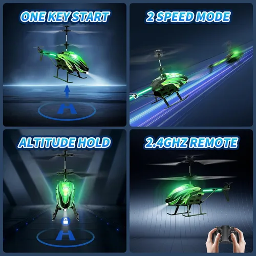 Miniatura 3 de Dwi Dowellin Helicóptero a control remoto, juguete de helicóptero para niños con 26 minutos de vuelo (2 baterías), 8 modos de luz, fácil control
