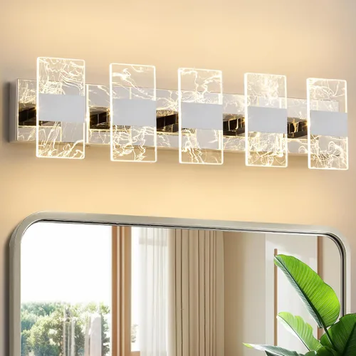 Miniatura 12 de Luminarias LED Modernas para Baño Regulables de 3 Luces Doradas para Tocador, Luminaria de Iluminación Ajustable 5CCT Luces de Tocador Sobre Espejo